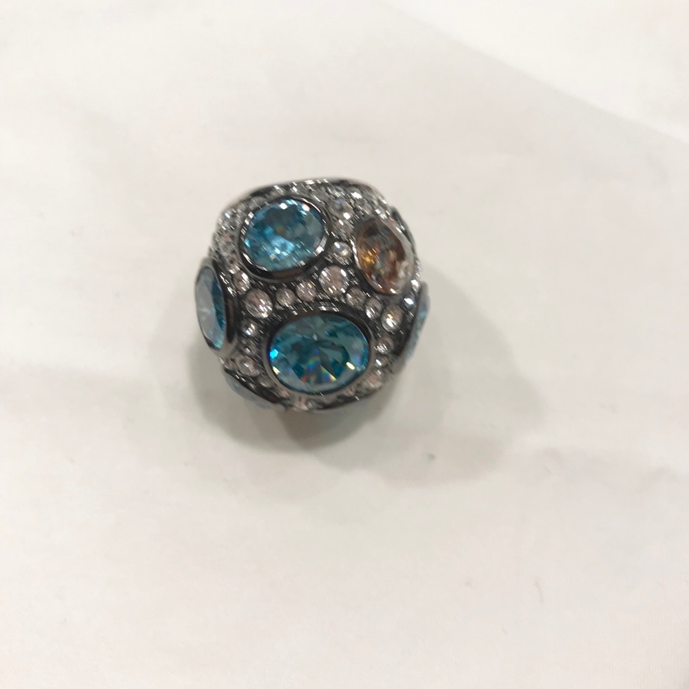 Henri Bendel Blue Topaz Pave dome ring.